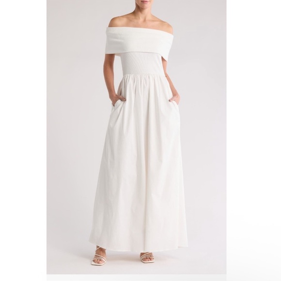 Love By Design Dresses & Skirts - Love by Design Monet White Off Shoulder Maxi Dress Wedding Bridal Shower Sz M